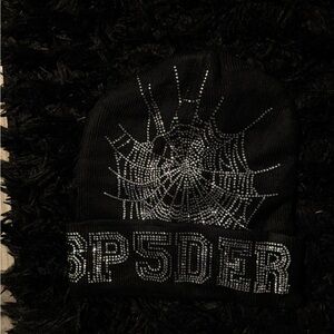 Spider Web Design Black Beanie